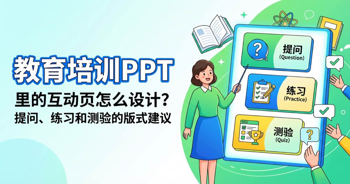 教育培训PPT里的互动页怎么设计？提问、练习和测验的版式建议