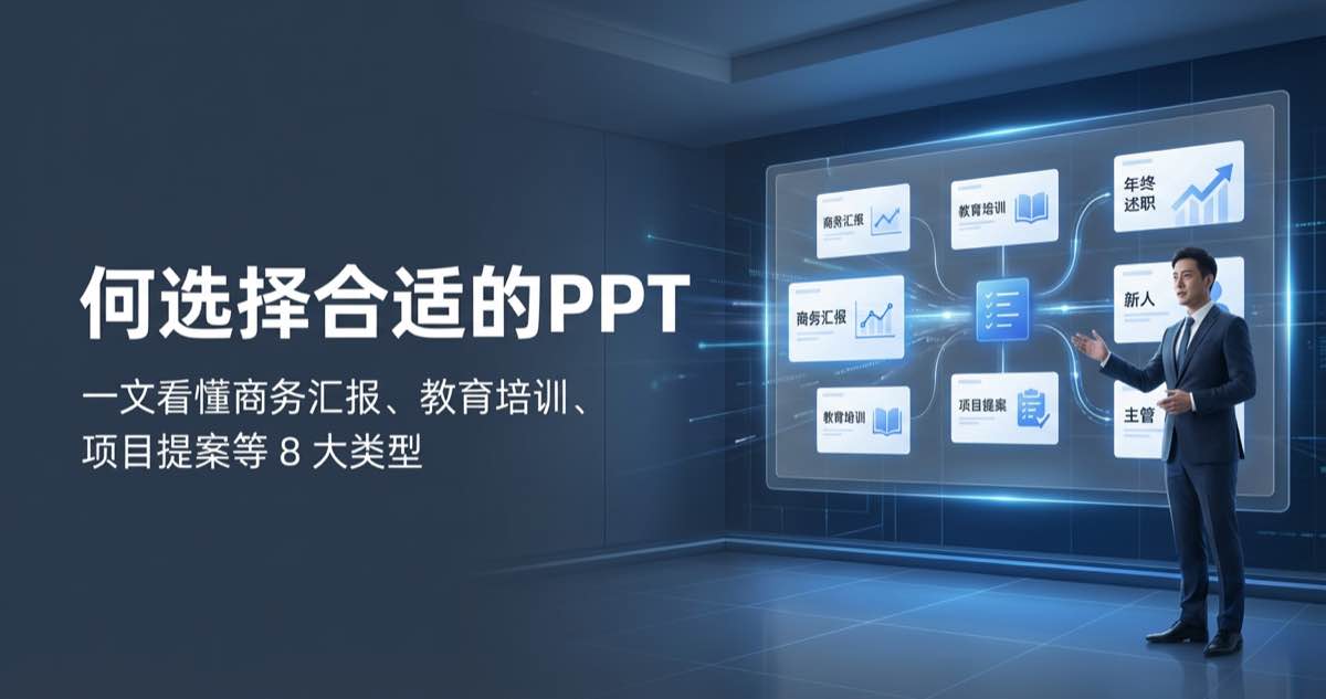 如何选择合适的PPT分类？一文看懂商务汇报、教育培训、项目提案等 8 大类型