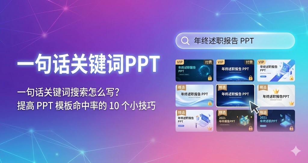 一句话关键词搜索怎么写？提高 PPT 模板命中率的 10 个小技巧