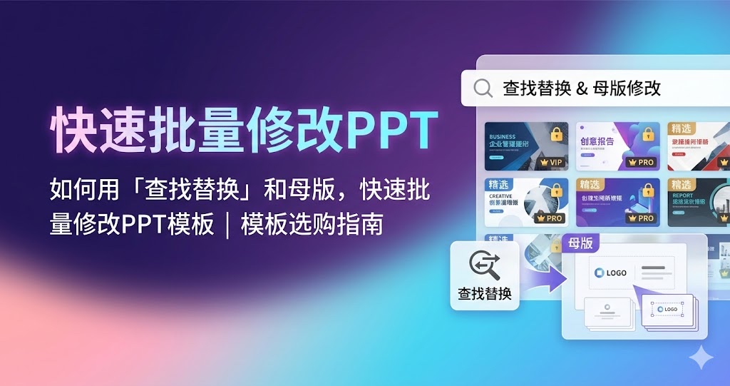 如何用「查找替换」和母版，快速批量修改PPT模板｜模板选购指南
