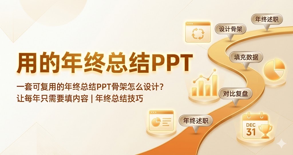 一套可复用的年终总结PPT骨架怎么设计？让每年只需要填内容｜年终总结技巧